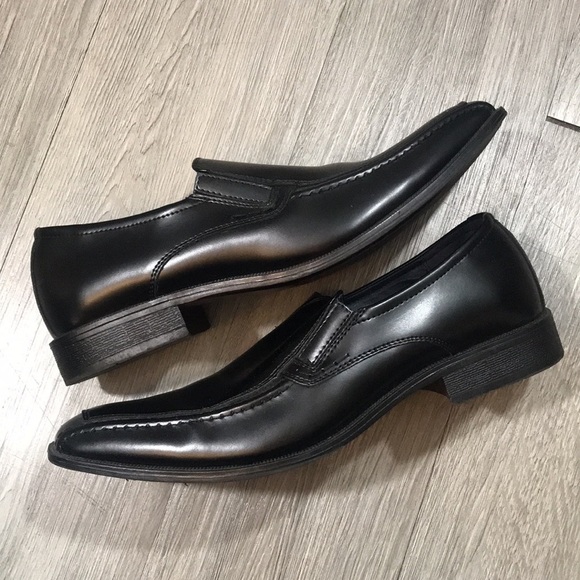 Joseph Abboud Black Leather Square Toe Slip-On Loafers size 10.5 - Picture 6 of 10